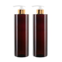 병도매닷컴 ATL500 갈색투명 주방 디스펜서 범프 골드마개 공병, 500ml, 2개입