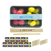 도나앤데코 PP내열 도시락용기 블랙두칸 10p + 맛있게드세요 벚꽃띠지 스티커 블루 10p + 크라프트 대나무젓가락 맛있게드세요 10p, 1세트, 용기하단 10p + 뚜껑 10p + 띠지스티커 10p + 젓가락 10p
