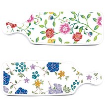 로엠디자인 서빙 도마 보드 2p 로맨틱 블루 floral 화이트 세트, 로맨틱 블루 floral 화이트, 로맨틱 장미, 1세트