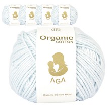 연일섬유 오가닉 코튼 아가 면 뜨개실 5p, 아기 파랑