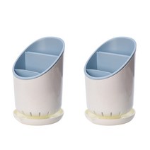 AnTs 주방용품 젓가락 3칸 케이지 수저통, 하늘, 2개입