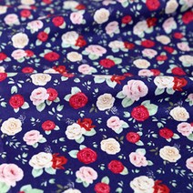 패브릭아트 순면 DTP 20수 플라워패턴 원단 향긋한 로즈세상, 네이비