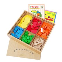 가베가족 원목 패턴블록 112p + 패턴블록 교재 1단계, 빨, 주, 노, 초, 파, 원목색