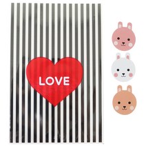 황씨네도시락 하트 속포장봉투 블랙 50p + 토끼 스티커 50p, 1세트