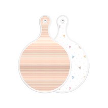 로엠디자인 양면 원형 서빙 도마 주홍라인, 라인하트, 1개