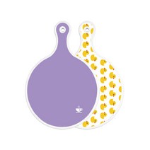 로엠디자인 양면 원형 서빙 도마 보라, 오리, 1개