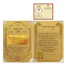 럭키심볼 어버이날 마음의 용돈 황금 1억 감사장 + 24K골드 카네이션 전자파 스티커, 1세트, 어버이날 기념상
