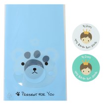 황씨네도시락 비접착 애니멀 봉투 곰 100p + 뉴 왕관 보이 스티커 100p, 1세트