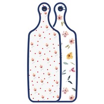 로엠디자인 블루 에디션 서빙 도마 보드 파스텔플라워패턴, 홍황색플라워, 1개