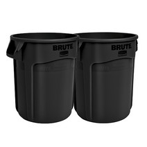 러버메이드 벤티드 브루트 컨테이너 휴지통 75L 2620, 검정색, 2개입