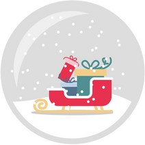 스티키데코 크리스마스 스티커 스노우볼 썰매 중, 그레이, 24개입