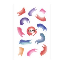 스티키데코 포인트 스티커 수채화, 플랜디드스칼렛블루믹스, 1세트