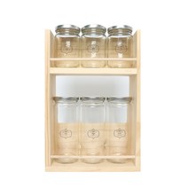 핸드팩토리 양념통 우드선반 세트, 1세트, 양념통 원형 스몰라지 실버캡 6p + 2단 우드선반 중 + 로맨틱크라운 라벨