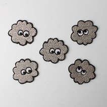 패션포인트 미니 자수 와펜 38 x 34 mm, 뭉치, 5개입