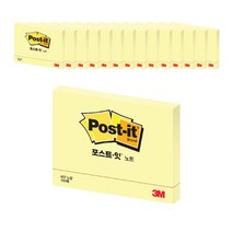 쓰리엠 포스트잇 대용량팩 102 x 76 mm 657-15A, 노랑, 새싹그린, 러블리핑크, 1세트