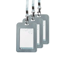 빅드림 가죽 ID 명찰 세로형 줄포함 VIC- 6818 3p, 그레이, 2세트