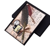 미니제이드 수제 깃털 펜 만년필 선물세트, 0.5mm, B