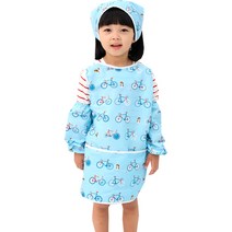 베베슈에뜨 유아용 방수 메쉬 미술가운 + 토시 + 두건 세트, 자전거