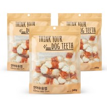 더주스 Think your dog teeth 딩고 소가죽 강아지 껌 소 15p, 연어맛, 3개입