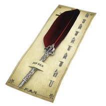 신원 깃털 딥펜 + 펜촉 세트, 0.5mm, 레드