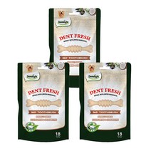 덴탈라이트 덴탈 프레쉬 360도 칫솔 강아지 덴탈껌 150g, 관절보호, 3개