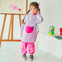 따블리에 아동용 스쿨체크 미술가운, 혼합 색상
