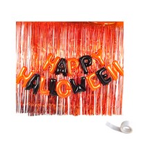 파티쇼 메세지은박풍선 해피할로윈 + 메탈오랜지 커튼 4p + 글루닷 세트, 혼합 색상, 1세트