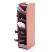 미르와나무 연필꽂이 리모콘정리 다용도정리함 5단, 브라운, 1개