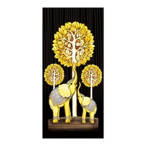 케이엠엘리 5D 황금나무 코끼리모녀 보석 십자수 30 x 60 cm, 혼합 색상, 1개