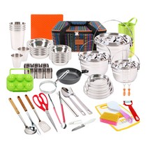 벅703 올인원 캠핑 코펠조리도구세트 64종, 혼합 색상, 1세트