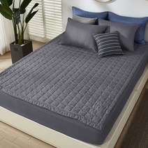 보드래 더조은 밴딩 누빔 침대 패드 겸 카페트 + 베개 커버 세트, 딥그레이
