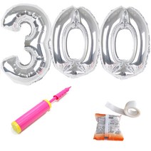 파티쇼 300일 숫자 은박 풍선 대 + 글루닷 + 손펌프 세트, 실버, 1세트