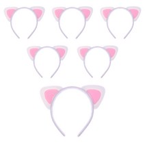 고양이 머리띠, 화이트 + 핑크, 6개