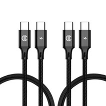 디씨네트워크 페브릭 C to C PD 고속 충전케이블 60W 2p, 2m, BLACK, 1개
