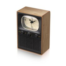 브리츠 모던레트로 아날로그 시계 블루투스 스피커 TF카드 재생 BA-MK9, 다크우드