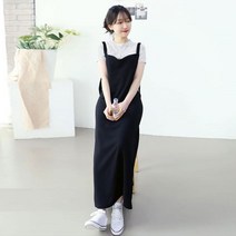 마더라이크 끈 멜빵 임산부 롱 원피스 T809