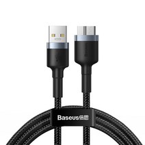 베이스어스 아우토반 데이타 전송 케이블 USB 3.0 Micro B + 케이블 타이, 다크그레이, 1세트