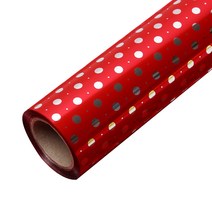 포포팬시 작은도트 비닐 롤 포장지 대 53cm x 20m, 레드, 1개