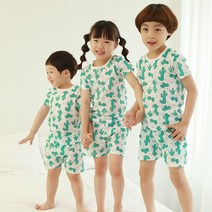 올챙이 아동용 선인장 5부 반팔 여름 실내복 상하세트