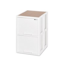 모아시스템즈 우드상판 플라스틱 서랍장 대형 2단, 화이트, 1개