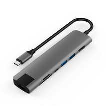 아이논 USB 3.0 C타입 7in1 멀티허브 메모리카드리더기, IN-UH510C, 그레이