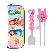 시크릿쥬쥬 하트 교정용 스텐 수저 + 케이스 세트 SJK-PN117, 핑크