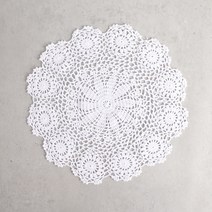 플라워 도일리 크로쉐 테이블 매트, 꽃망울 화이트, 40cm