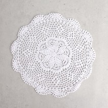 플라워 도일리 크로쉐 테이블 매트, 선플라워 화이트, 40cm