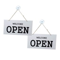 오픈 클로즈 블랙 + 화이트 안내 표지판 양면용, OPEN, CLOSED, 2개