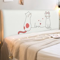 마켓A 스트레치 캐릭터 침대헤드 커버, 고양이커플