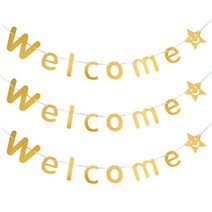 리빙다 파티용 웰컴 가랜드 3p, 골드