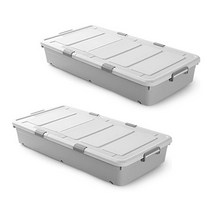 마이닝 언더베드 플라스틱 리빙박스, 그레이, 92L, 2개