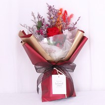 프리저브드 장미 꽃다발 + 쇼핑백, 레드