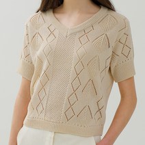 어몽 여성용 A LEAF HOLE KNIT TOP 브이넥